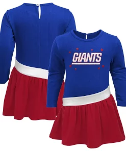 Girls Toddler Royal/Red New York Giants Heart To Heart Jersey Tunic Dress