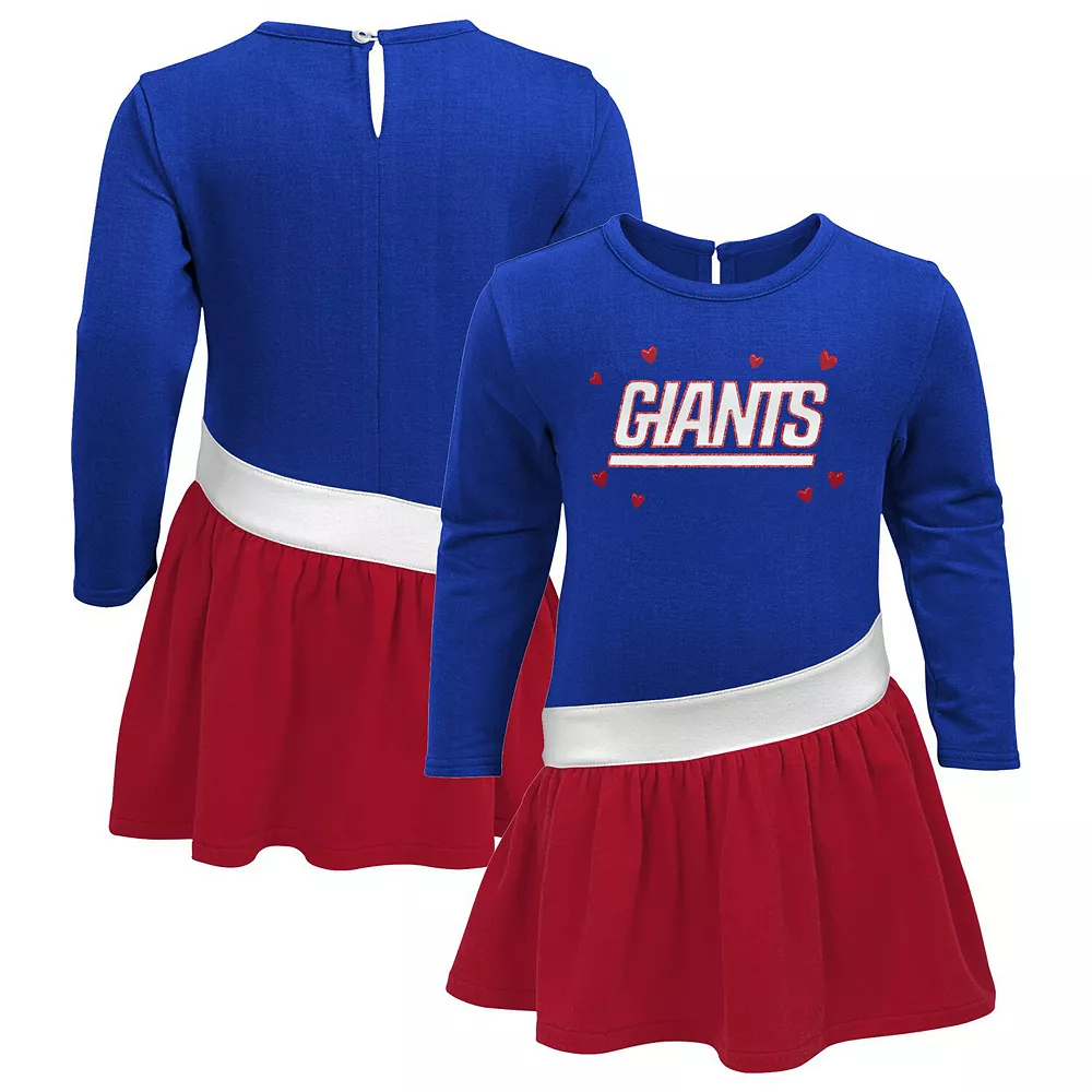 Girls Toddler Royal/Red New York Giants Heart To Heart Jersey Tunic Dress 1 Girls Toddler Royal/Red New York Giants Heart To Heart Jersey Tunic Dress