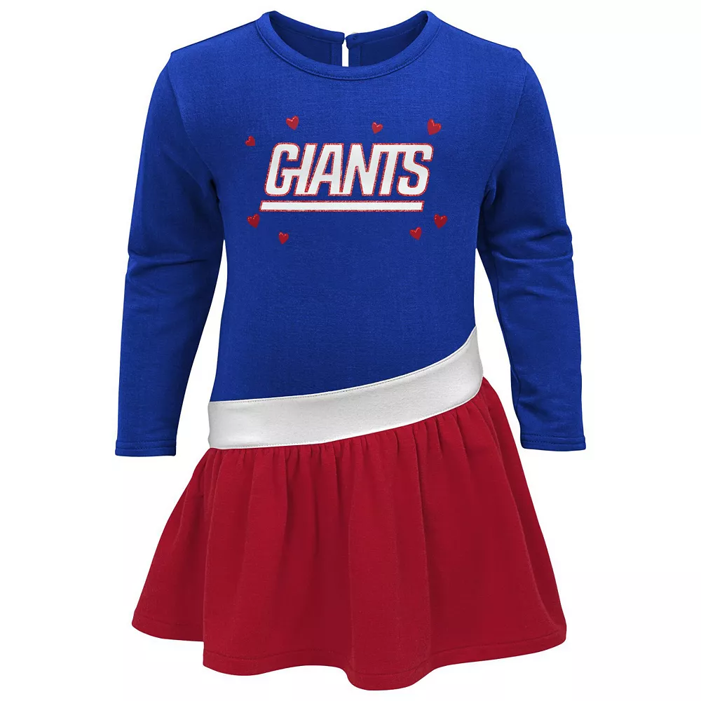 Girls Toddler Royal/Red New York Giants Heart To Heart Jersey Tunic Dress 3 Girls Toddler Royal/Red New York Giants Heart To Heart Jersey Tunic Dress - Image 3