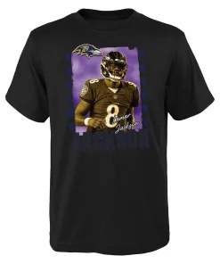 Youth Lamar Jackson Black Baltimore Ravens Play Action Graphic T-Shirt