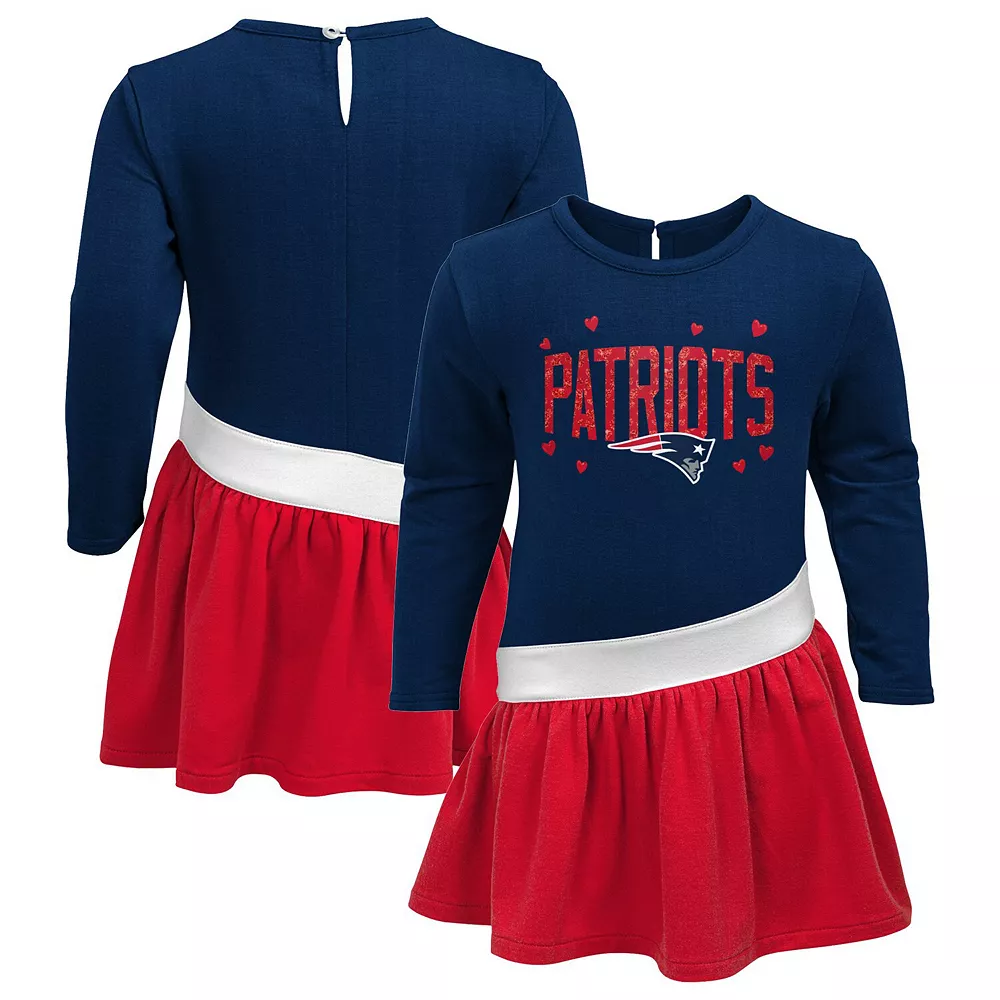 Girls Toddler Navy/Red New England Patriots Heart To Heart Jersey Tunic Dress 1 Girls Toddler Navy/Red New England Patriots Heart To Heart Jersey Tunic Dress