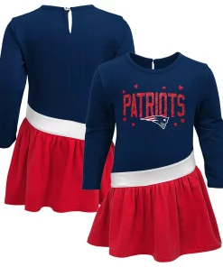 Alternative view of Girls Toddler Navy/Red New England Patriots Heart To Heart Jersey Tunic Dress