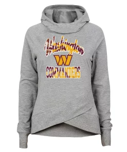 Girls Youth Heathered Gray Washington Commanders Dye Hard Fan Funnel Neck Pullover Hoodie