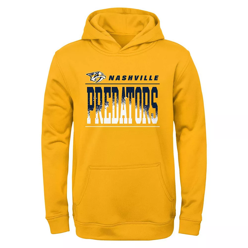 Youth Gold Nashville Predators Play-By-Play Performance Pullover Hoodie 1 Youth Gold Nashville Predators Play-By-Play Performance Pullover Hoodie