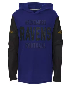 Youth Purple Baltimore Ravens Heritage Long Sleeve Hoodie T-Shirt