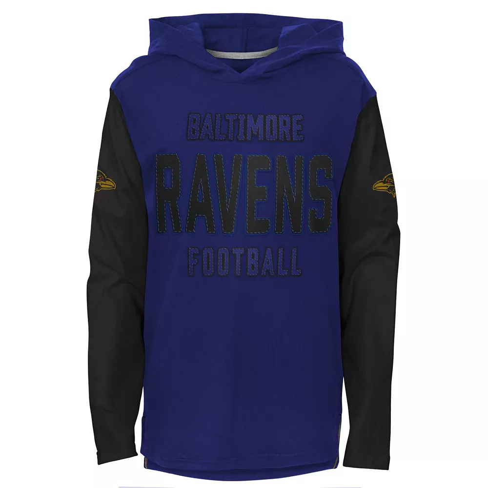 Youth Purple Baltimore Ravens Heritage Long Sleeve Hoodie T-Shirt 1 Youth Purple Baltimore Ravens Heritage Long Sleeve Hoodie T-Shirt