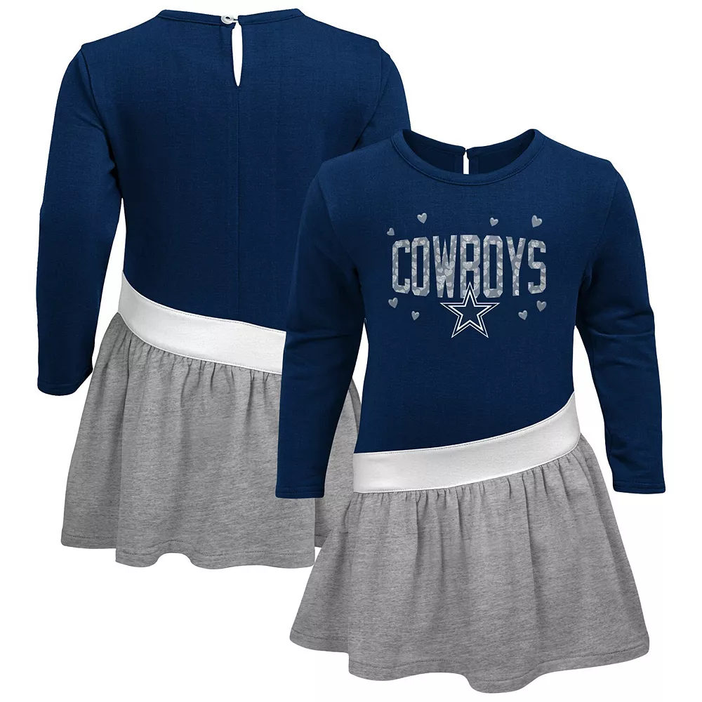 Girls Toddler Navy/Heather Gray Dallas Cowboys Heart To Heart Jersey Tunic Dress 1 Girls Toddler Navy/Heather Gray Dallas Cowboys Heart To Heart Jersey Tunic Dress