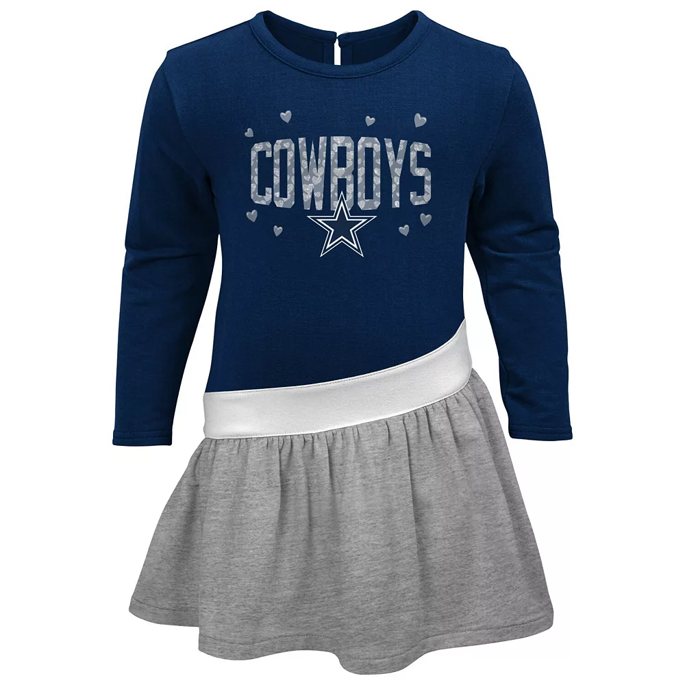 Girls Toddler Navy/Heather Gray Dallas Cowboys Heart To Heart Jersey Tunic Dress 3 Girls Toddler Navy/Heather Gray Dallas Cowboys Heart To Heart Jersey Tunic Dress - Image 3