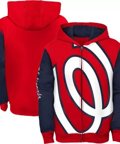 Youth Red Washington Nationals Poster Board Full-Zip Hoodie