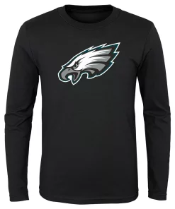 Youth Black Philadelphia Eagles Primary Team Logo Long Sleeve T-Shirt