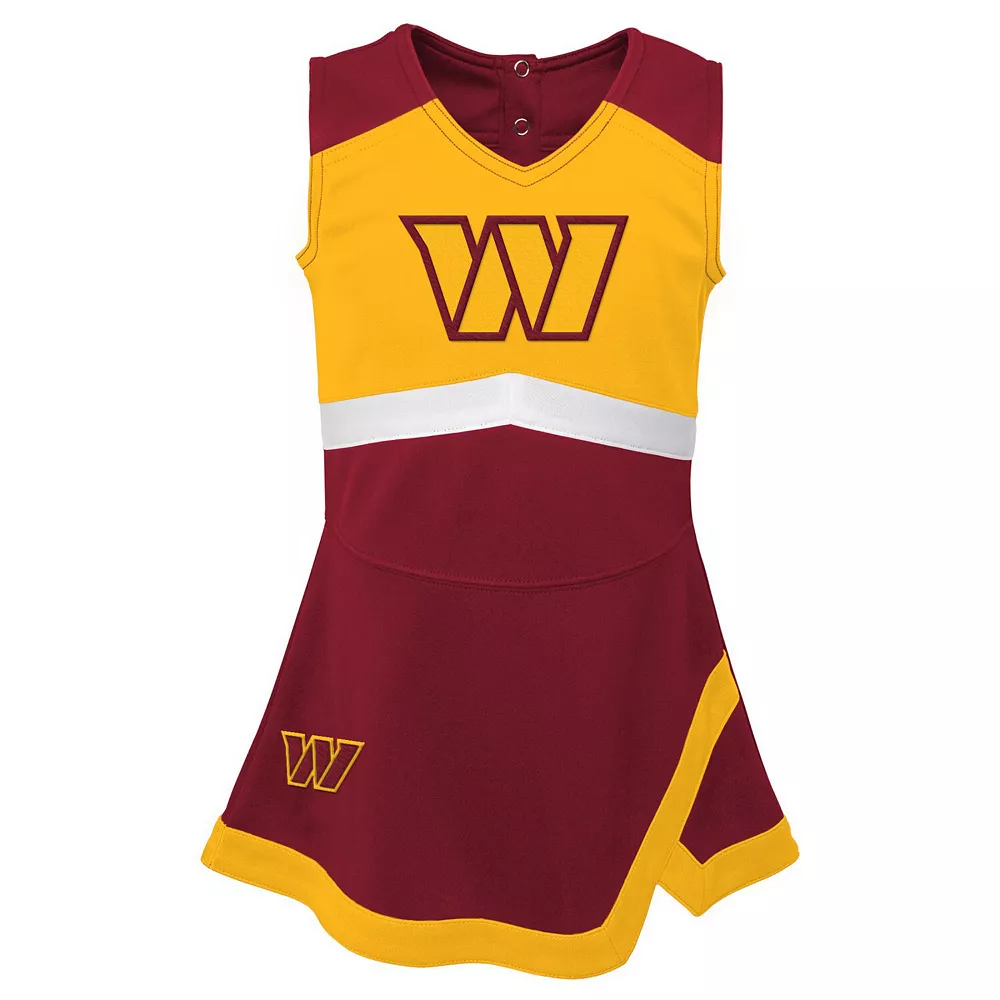 Girls Toddler Burgundy/Gold Washington Commanders Cheer Captain Jumper Dress 1 Girls Toddler Burgundy/Gold Washington Commanders Cheer Captain Jumper Dress