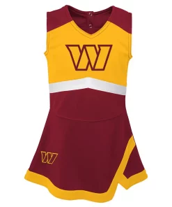 Alternative view of Girls Toddler Burgundy/Gold Washington Commanders Cheer Captain Jumper Dress