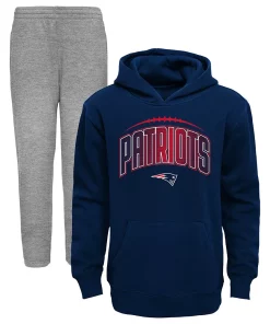 Toddler Navy/Heathered Gray New England Patriots Double-Up Pullover Hoodie & Pants Set