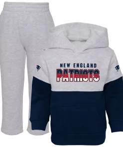 Toddler Heather Gray/Navy New England Patriots Playmaker Hoodie and Pants Set