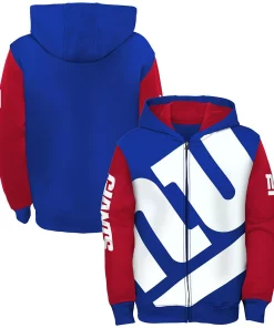 Youth Royal/Red New York Giants Poster Board Full-Zip Hoodie