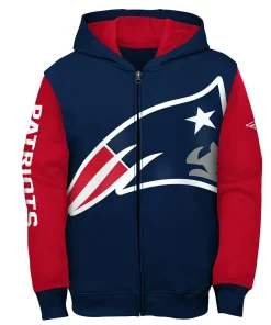 Youth Navy/Red New England Patriots Poster Board Full-Zip Hoodie -MLB Shop 6028546 ALT2