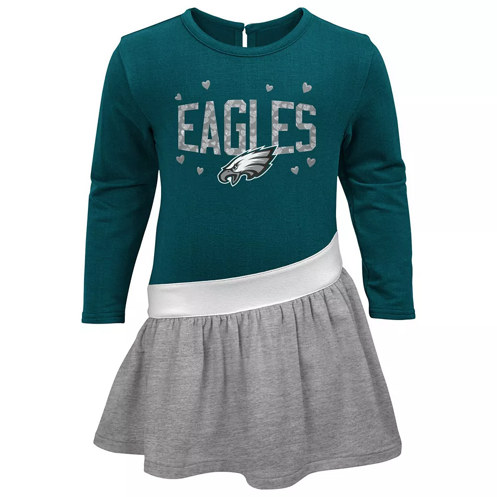 Girls Toddler Midnight Green/Heathered Gray Philadelphia Eagles Heart To Heart Jersey Tunic Dress 3 Girls Toddler Midnight Green/Heathered Gray Philadelphia Eagles Heart To Heart Jersey Tunic Dress - Image 3