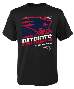 Youth New England Patriots Black Rowdy T-Shirt