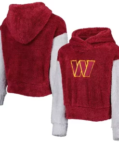 Girls Youth Burgundy/Gray Washington Commanders Game Time Teddy Fleece Pullover Hoodie -MLB Shop 6029022 ALT