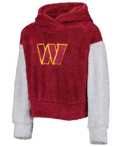 Girls Youth Burgundy/Gray Washington Commanders Game Time Teddy Fleece Pullover Hoodie -MLB Shop 6029022 ALT2