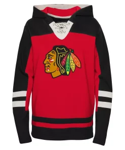 Youth Red Chicago Blackhawks Ageless Revisited Home Lace-Up Pullover Hoodie -MLB Shop 6041499 ALT2