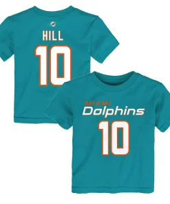 Toddler Miami Dolphins Tyreek Hill Aqua Mainliner Player Name & Number T-Shirt -MLB Shop 6041919 ALT
