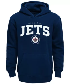 Youth Navy Winnipeg Jets Team Lock Up Pullover Hoodie