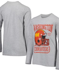 Youth Heathered Gray Washington Commanders Head-to-Head Long Sleeve T-Shirt -MLB Shop 6064061 ALT