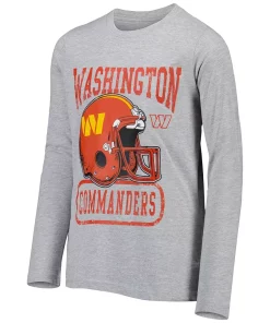 Youth Heathered Gray Washington Commanders Head-to-Head Long Sleeve T-Shirt -MLB Shop 6064061 ALT2