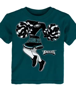 Girls Toddler Midnight Green Philadelphia Eagles Cheerleader T-Shirt