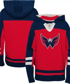 Alternative view of Youth Red Washington Capitals Ageless Revisited Home Lace-Up Pullover Hoodie
