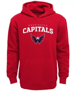 Youth Red Washington Capitals Team Lock Up Pullover Hoodie