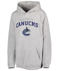 Youth Heather Gray Vancouver Canucks Team Lock Up Pullover Hoodie -MLB Shop 6077816 ALT2
