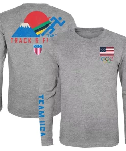 Youth Heather Gray Team USA Track & Field Long Sleeve T-Shirt