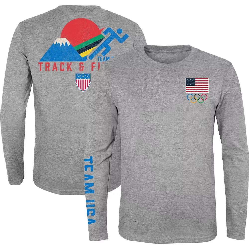 Youth Heather Gray Team USA Track & Field Long Sleeve T-Shirt 2 Youth Heather Gray Team USA Track & Field Long Sleeve T-Shirt - Image 2