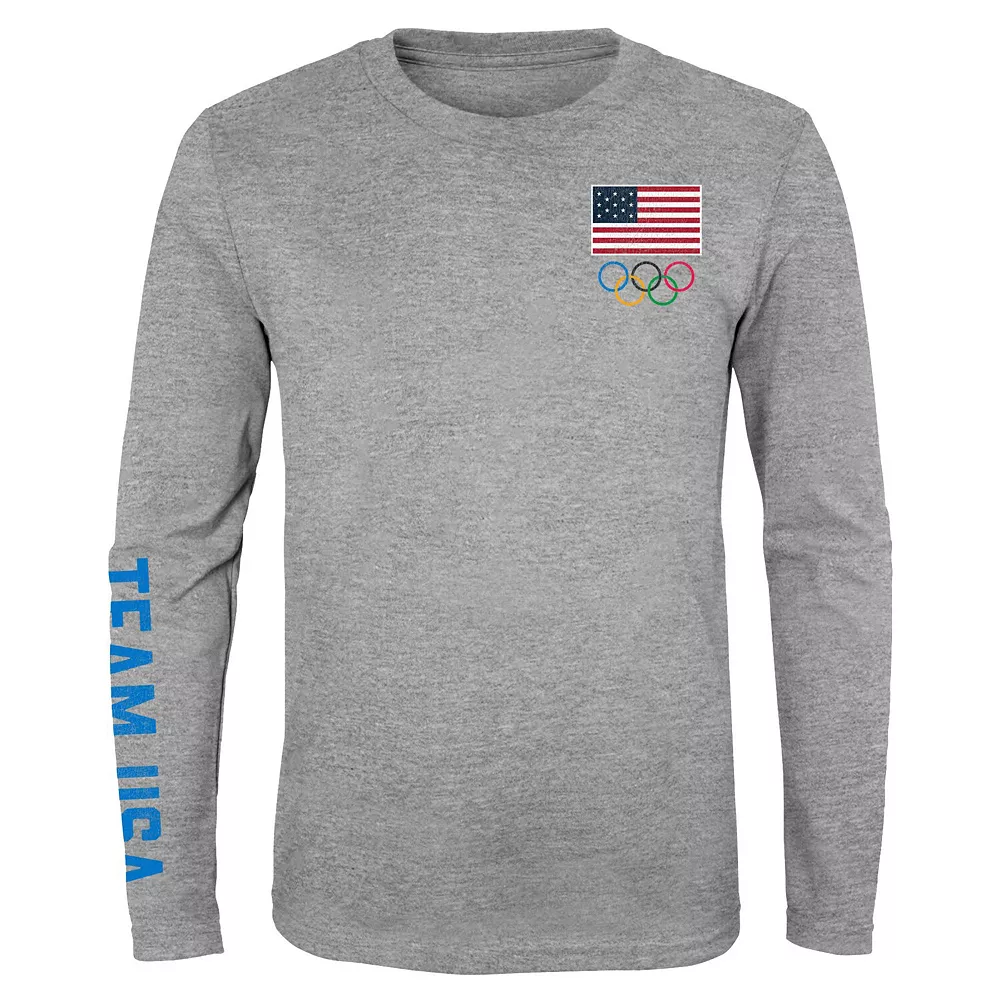 Youth Heather Gray Team USA Track & Field Long Sleeve T-Shirt 3 Youth Heather Gray Team USA Track & Field Long Sleeve T-Shirt - Image 3