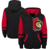 Youth Black Ottawa Senators Faceoff Color-Blocked Full-Zip Hoodie