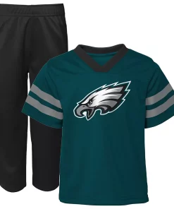 Toddler Midnight Green/Black Philadelphia Eagles Red Zone V-Neck Jersey Top & Pants Set