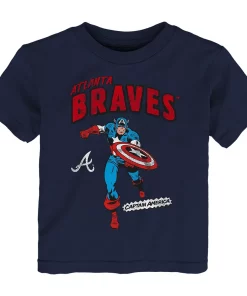 Toddler Navy Atlanta Braves Team Captain America Marvel T-Shirt