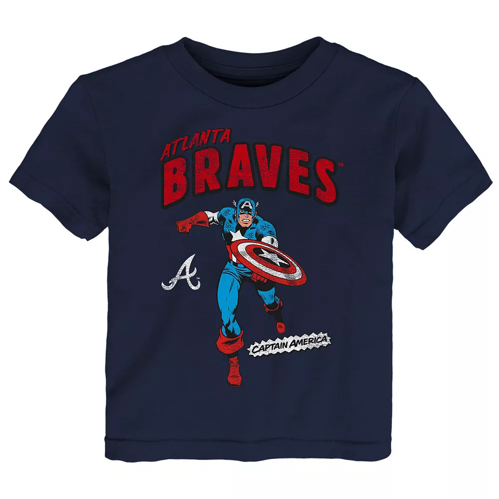 Toddler Navy Atlanta Braves Team Captain America Marvel T-Shirt 1 Toddler Navy Atlanta Braves Team Captain America Marvel T-Shirt