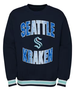 Youth Deep Sea Blue Seattle Kraken Classic Blueliner Pullover Sweatshirt -MLB Shop 6083469 ALT2