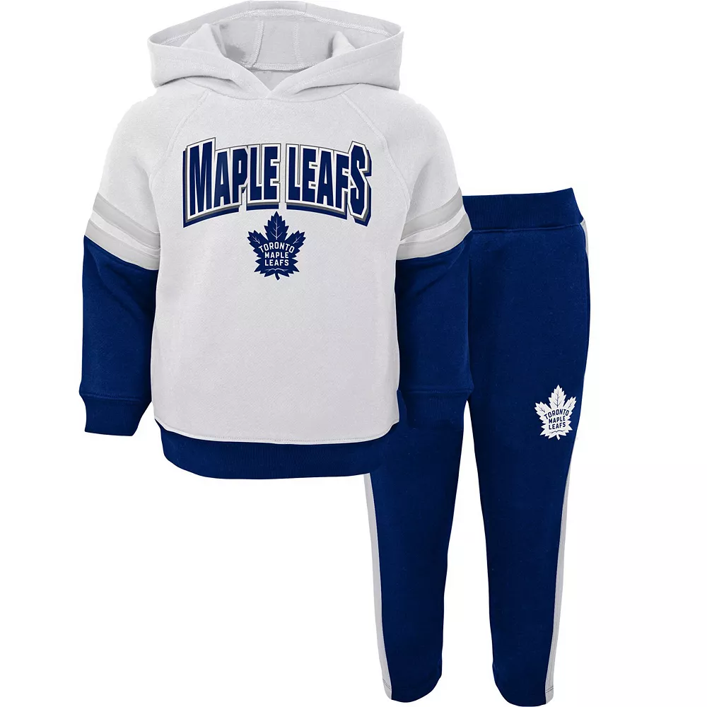 Toddler White/Blue Toronto Maple Leafs Miracle On Ice Raglan Pullover Hoodie & Pants Set 2 Toddler White/Blue Toronto Maple Leafs Miracle On Ice Raglan Pullover Hoodie & Pants Set - Image 2