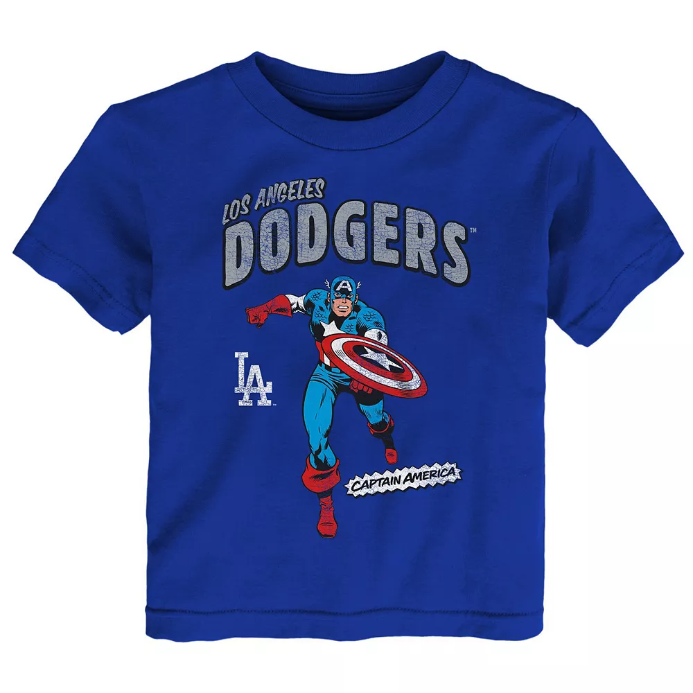 Toddler Royal Los Angeles Dodgers Team Captain America Marvel T-Shirt 1 Toddler Royal Los Angeles Dodgers Team Captain America Marvel T-Shirt
