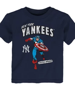 Toddler Navy New York Yankees Team Captain America Marvel T-Shirt