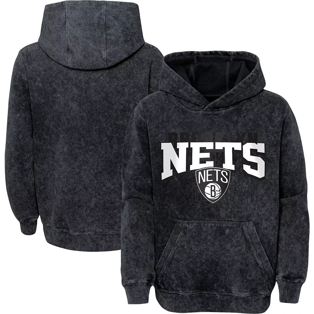 Youth Black Brooklyn Nets Mineral Wash Back-to-Back Pullover Hoodie 1 Youth Black Brooklyn Nets Mineral Wash Back-to-Back Pullover Hoodie