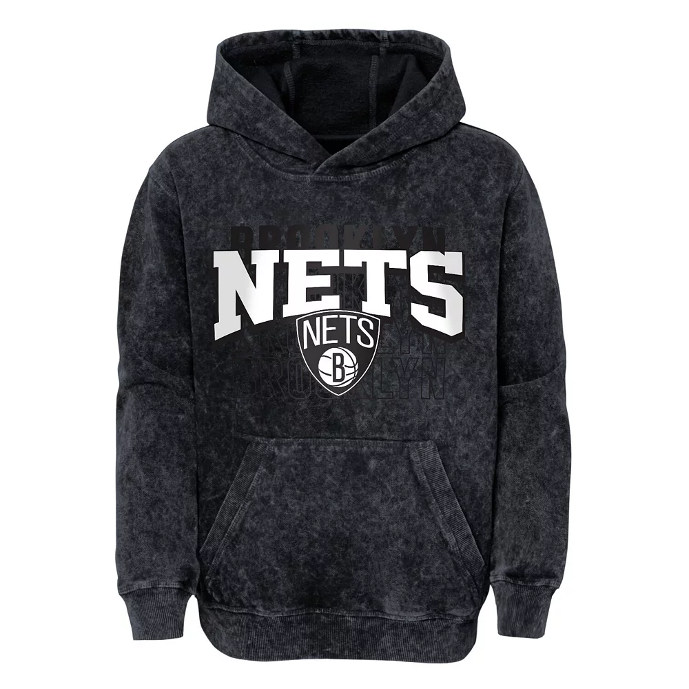 Youth Black Brooklyn Nets Mineral Wash Back-to-Back Pullover Hoodie 3 Youth Black Brooklyn Nets Mineral Wash Back-to-Back Pullover Hoodie - Image 3
