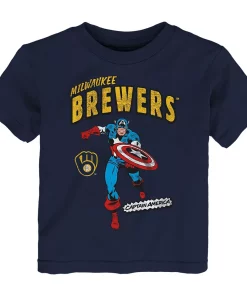 Toddler Navy Milwaukee Brewers Team Captain America Marvel T-Shirt