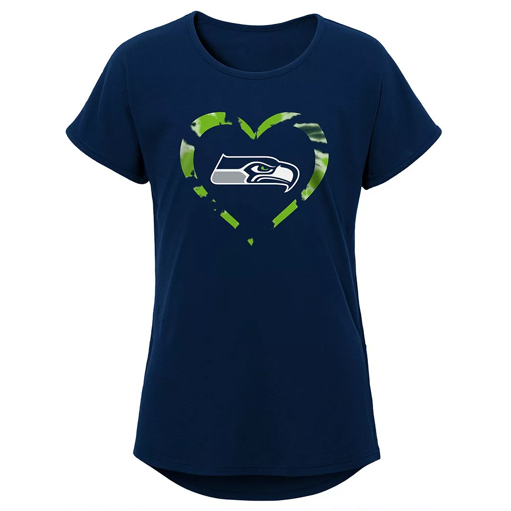 Girls Youth College Navy Seattle Seahawks Tie-Dye Heart T-Shirt 1 Girls Youth College Navy Seattle Seahawks Tie-Dye Heart T-Shirt