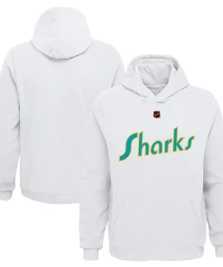 Youth White San Jose Sharks Special Edition 2.0 Primary Logo Fleece Pullover Hoodie -MLB Shop 6104186 ALT