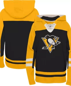 Youth Black Pittsburgh Penguins Ageless Revisited Home Lace-Up Pullover Hoodie -MLB Shop 6106101 ALT